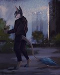 anthro day detailed_background feet fingers male outside solo toes felicia_cat canid canine mammal 2021 digital_media_(artwork) hi_res