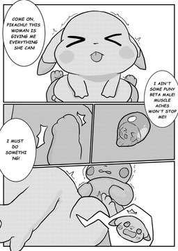 black_eyes blush comic_panel duo female feral looking_at_viewer male male/female open_mouth simple_background text tongue ganghandog nintendo pokemon pokemon_pokopia peakychu generation_1_pokemon pikachu pokemon_(species) comic comic_sans english_text hi_res monochrome