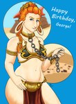 anthro blue_eyes clothing costume curvy_figure hair holding_chain holding_object red_hair slave_leia_costume solo thick_thighs yellow_body revy_lagoon may_the_4th return_of_the_jedi star_wars fan_character george_lucas grace_mccray leia_organa animal_humanoid faun humanoid 2022 absurd_res hi_res