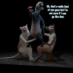 animal_genitalia anthro anus assisted_peeing balls bathroom bodily_fluids dialogue exhibitionism eye_contact genital_fluids genitals group half-erect hand_holding looking_at_another male nude penis public public_restroom sheath trio urinal blackxeno_(artist) untied_verbeger_(modeler) domestic_ferret equid equine horse mammal mouse murid murine mustelid musteline rodent true_musteline weasel 1:1 3d_(artwork) animated digital_media_(artwork) long_playtime no_sound turntable_(animation) video