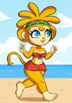 anthro blue_eyes breasts clothing eyelashes feet female solo huitu_c samba_de_amigo sega amiga haplorhine mammal monkey primate full-length_portrait hi_res portrait