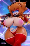 2022 3d_(artwork) animatronic anthro areola bear big_breasts blue_eyes breasts clothing crossgender digital_media_(artwork) ear_piercing ear_ring electronics female five_nights_at_freddy's five_nights_at_freddy's:_security_breach fredina's_nightclub fredina_(cally3d) geodat64 glamrock_freddy glowing glowing_eyes hat headgear headwear hi_res huge_breasts legwear machine mammal microphone mtf_crossgender nipples panties piercing ring_piercing robot scottgames solo steel_wool_studios thick_thighs thigh_highs top_hat underwear