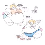 anthro belly big_belly blonde_hair bodily_fluids breasts chubby_cheeks cleavage clothed clothing dessert fat_arms fat_legs female food food_on_face fur hair huge_belly ice_cream love_handles morbidly_obese morbidly_obese_anthro morbidly_obese_female navel nipples obese obese_anthro obese_female overweight overweight_anthro overweight_female panties simple_background sitting standing sweat sweatdrop text topless underwear underwear_only white_background white_body white_fur carcupholder chair_(carcupholder) lagomorph leporid mammal rabbit 1:1 english_text hi_res multiple_images