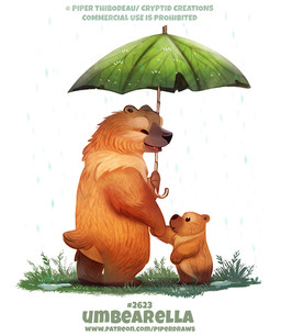 age_difference ambiguous_gender beady_eyes black_eyes brown_body brown_fur duo eyes_closed feral fur grass hand_holding humor open_mouth plant puddle pun simple_background size_difference tan_body tan_fur text umbrella visual_pun water white_background piper_thibodeau bear brown_bear mammal ursine digital_media_(artwork) digital_painting_(artwork) english_text painting_(artwork) url