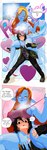 :3 accessory anthro big_breasts blonde_hair blue_claws bodily_fluids bottomwear breasts claws clothing clothing_aside comic_panel convenient_censorship dialogue digitigrade dot_eyes duo eyewear fangs female fingerless_gloves flower flower_in_hair footwear g-string glasses gloves hair hair_accessory handwear heart_eyes heart_symbol jacket male male/female markings multiple_angles nipples pale_skin pants plant pounce shirt_logo shoes simple_eyes sweat sweatdrop tail teeth topwear underwear whiskers hibby3d voices_of_the_void dr._kel yomei_(hibby3d) ariral human mammal 3d_(artwork) absurd_res comic digital_media_(artwork) hi_res
