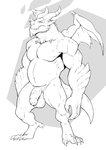 anthro balls biceps big_penis claws digitigrade flaccid foreskin furgonomics furry-specific_piercing genitals glans horn horn_piercing humanoid_genitalia humanoid_penis male membrane_(anatomy) membranous_wings muscular muscular_anthro muscular_male nude pecs penis piercing sharp_teeth simple_background solo standing tail teeth vein veiny_penis wings badcoyote mythology dragon mythological_creature mythological_scalie scalie 2020 absurd_res black_and_white digital_media_(artwork) hi_res monochrome