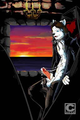 anthro coffin erection genitals humanoid_genitalia humanoid_penis male masturbation penile penile_masturbation penis solo unknown_artist augustine_mayer felid leopard mammal pantherine snow_leopard vampire 2:3
