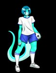 anthro ball bottomwear clothing footwear green_body male purple_eyes shirt shoes shorts sneakers soccer_ball socks solo t-shirt topwear furball jordan_(furball) gecko lizard reptile scalie 2023 alpha_channel hi_res andromorph_(lore)