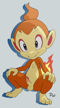 3_toes 4_fingers anthro balls biped black_eyebrows black_eyes closed_smile crouching erection eyebrows fangs feet fingers fire flaming_tail fur genitals glans glistening glistening_eyes grey_background hands_on_knees hands_on_legs hands_on_own_knees hands_on_own_legs humanoid_genitalia humanoid_penis logo looking_at_viewer male male_anthro mismatched_genitalia mismatched_humanoid_penis mismatched_penis mouth_closed multicolored_body multicolored_fur multicolored_penis nude nude_anthro nude_male orange_body orange_fur penis pink_glans pink_penis red_inner_ear simple_background smile smiling_at_viewer solo spread_legs spreading tail teeth thin_eyebrows toes two_tone_body two_tone_fur two_tone_penis yellow_balls yellow_body yellow_fur yellow_penis darkwolf79 nintendo pokemon chimchar generation_4_pokemon mammal pokemon_(species) primate 2026 absurd_res artist_logo digital_media_(artwork) hi_res