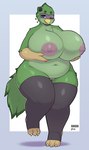 anthro areola beak bedroom_eyes belly belly_markings big_areola big_belly big_breasts biped black_clothing breasts claws clothing curvy_figure dark_body dark_feathers dark_hair dark_tail feather_markings feathers feet female flower_on_head genitals green_body green_feathers green_hair green_tail hair hand_on_breast highlights_(coloring) holding_breast huge_breasts huge_hips huge_thighs light looking_at_viewer markings narrowed_eyes navel nipples non-mammal_breasts one_eye_closed open_mouth paws pose purple_areola purple_eyes purple_nipples pussy seductive slightly_chubby smile smiling_at_viewer solo tail tail_markings talons text thick_thighs toes voluptuous wide_hips yellow_beak yellow_body suger_phox final_fantasy square_enix titania_(knightoiuy) avian bird chocobo 2023 absurd_res artist_name digital_media_(artwork) hi_res lighting pinup shaded signature watermark