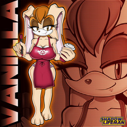 anthro apron apron_only beverage big_breasts breasts brown_eyes cleavage clothed clothing coffee female mature_female pen smile smiling_at_viewer solo shadowlifeman eggman_logo sega sonic_the_hedgehog_(series) vanilla_the_rabbit lagomorph leporid mammal rabbit 1:1 absurd_res hi_res