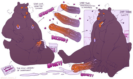 animal_genitalia animal_penis anthro condom equine_genitalia equine_penis genital_transformation genitals looking_pleasured magic magic_circle male nipple_piercing nipples orange_nipples orange_nose orange_tongue penis piercing sexual_barrier_device slightly_chubby solo text tongue transformation wearing_condom heartbeats bear mammal english_text hi_res