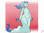 anthro blue_body blue_fur cheek_tuft eyebrows eyes_closed facial_tuft fur male red_background simple_background smile solo thick_eyebrows tuft walk_cycle potoobrigham kai_the_cervine_ghost deer ghost mammal spirit animated loop