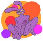 anthro balls big_penis blush blush_lines embarrassed erection feet foreskin genitals humanoid_genitalia humanoid_penis male nude penis presenting sitting solo toes gaygoat glitch_productions the_amazing_digital_circus jax_(tadc) lagomorph leporid mammal rabbit hi_res