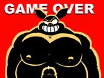 anthro belly big_belly biped erection game_over gameplay_mechanics genitals male moobs nipples overweight overweight_male penis red_background simple_background solo text charmcharmcharm nintendo the_legend_of_zelda ganon domestic_pig mammal suid suina sus_(pig) 2022 4:3 hi_res