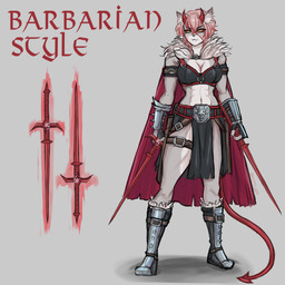 anthro armor armwear barbarian belt blade cloak clothing female melee_weapon rapier solo sword warrior weapon koto_art dungeons_and_dragons hasbro wizards_of_the_coast diane_hellish felid feline mammal 1:1 absurd_res hi_res