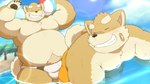 anthro ball band-aid bandage beach belly brown_body brown_fur bulge clothing detailed_background duo eyes_closed fur humanoid_hands kemono male male/male moobs orange_body outside overweight overweight_male seaside swimwear water beartouma_0517 bungo_(beartouma_0517) monta_(beartouma_0517) canid canine canis domestic_dog mammal shiba_inu spitz 2021 hi_res father_(lore) father_and_child_(lore) father_and_son_(lore) parent_(lore) parent_and_child_(lore) parent_and_son_(lore) son_(lore)