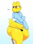 anthro beak blush bulge clothing ellipsis embarrassed erection eyelashes femboy footwear genitals half-closed_eyes jacket looking_away male narrowed_eyes penis shell-less shoes short_tail side_view small_penis solo standing tail thick_thighs thong topwear underwear wide_hips yellow_body yellow_skin somescrub mario_bros nintendo paper_mario paper_mario:_the_thousand_year_door koops koopa koopa_troopa reptile scalie absurd_res hi_res shaded soft_shading