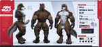 abs anthro back_muscles balls big_penis brown_body brown_fur brown_hair deltoids fur genitals hair male nipples nude number pecs penis solo text thick_penis white_body white_fur takahirosi ark_(arkwolf26) canid canine canis mammal wolf 2021 character_name english_text hi_res model_sheet