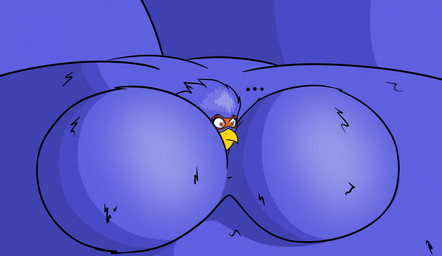 anthro beak blobby blue_body chubby_cheeks female hyper_cheeks mask morbidly_obese morbidly_obese_anthro morbidly_obese_female obese obese_anthro obese_female orange_eyes overweight overweight_anthro overweight_female solo wearing_mask yellow_beak aregularblueslime busty_bird avian bird corvid corvus_(genus) crow oscine passerine 2020