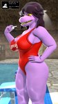 anthro big_breasts breasts brown_hair clothing curvy_figure dialogue female freckles hair hand_on_hip holding_object lifeguard_swimsuit looking_at_another purple_body red_clothing red_swimwear side_boob solo standing swimming_pool swimwear text text_box thick_thighs voluptuous whistle_(object) wide_hips daemont92 deltarune undertale_(series) susie_(deltarune) dinosaur prehistoric_species reptile scalie 3d_(artwork) 9:16 absurd_res digital_media_(artwork) english_text hi_res source_filmmaker_(artwork)