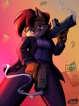 anthro blue_eyes breasts brown_body brown_fur clothed clothing currency female fur grin gun hair handgun low-angle_view missile_launcher pistol ranged_weapon red_hair rocket_launcher smile smoke smoking_gun solo weapon shieltar archie_comics sega sonic_the_hedgehog_(archie) sonic_the_hedgehog_(comics) sonic_the_hedgehog_(series) sally_acorn chipmunk ground_squirrel mammal rodent sciurid 2023 3:4 hi_res