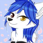 anthro blue_hair brown_eyes female fur hair solo white_body white_fur yellow_eyes ocerydia bad_guy_cafe mia_(smneff) arctic_fox canid canine fox mammal true_fox