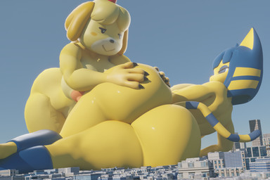 anthro anthro_on_anthro bedroom_eyes big_breasts big_butt breasts butt butt_focus butt_grab city city_background city_skyline cityscape duo female female_anthro fondling girls_being_girls hand_on_butt huge_breasts huge_butt huge_hips looking_at_another looking_at_partner lying macro narrowed_eyes on_bottom on_side presenting presenting_hindquarters rubbing seductive wide_hips ctgiantess animal_crossing nintendo ankha_(animal_crossing) isabelle_(animal_crossing) animal_humanoid canid canid_humanoid canine canine_humanoid canis dog_humanoid domestic_dog felid feline humanoid mammal mammal_humanoid shih_tzu toy_dog 3:2 hi_res