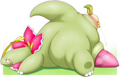 almost_fully_inside anal anal_vore animal_genitalia anus bodily_fluids cum cumshot duo ejaculation feral genital_fluids genital_slit genitals head_first lying male male_pred on_front penis size_difference tapering_penis vore bboing nintendo pokemon eeveelution generation_2_pokemon generation_4_pokemon leafeon meganium pokemon_(species) absurd_res hi_res