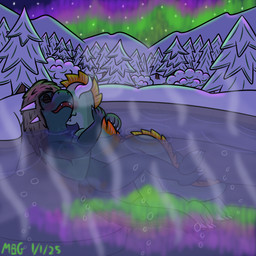 ambiguous_penetration anthro arctic aurora_(phenomenon) blush breath_fog bubble cold crossed_legs detailed_background duo eyes_closed female forest from_front_position hair happy happy_sex holidays hot_spring hug leg_wrap looking_pleasured lying male male/female mane missionary_position mountain nude on_back on_front orange_hair outside partially_submerged penetration plant reflection scar sex snow steam steamy_breath tan_hair tattoo three-quarter_view tree water magnum_mk dungeons_and_dragons hasbro new_year new_year_2025 wizards_of_the_coast jasper_(magnum_mk) vahdin_(tulipsanddragons) dragonborn_(dnd) scalie 1:1 2025 absurd_res digital_media_(artwork) hi_res shaded soft_shading
