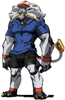 anthro anthrofied blue_eyes bottomwear bulge cargo_shorts clothed clothing collared_shirt fur hair hat headgear headwear jewelry male mane muscular muscular_anthro muscular_male necklace pokemorph polo_shirt shirt shorts smile solo standing topwear visor_cap white_body white_fur bittenhard nintendo pokemon keahi_(skybluefox) felid generation_7_pokemon legendary_pokemon mammal pokemon_(species) solgaleo