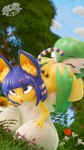 anthro big_butt blue_hair butt cunnilingus duo female female/female green_hair hair kneeling markings navel oral outside ring_(marking) ringed_tail sex striped_markings striped_tail stripes tail tail_markings thick_thighs vaginal white_body yellow_body adriandustred zy0n7_(modeler) animal_crossing nintendo pokemon ankha_(animal_crossing) domestic_cat felid feline felis gardevoir generation_3_pokemon mammal pokemon_(species) 2023 3d_(artwork) 4k 9:16 absurd_res digital_media_(artwork) hi_res