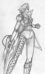 alternate_form anthro arche_kruz archie_comics biped breasts chipmunk clothed clothing female front_view greyscale ground_squirrel hair happy holding_melee_weapon holding_object holding_sword holding_weapon mammal melee_weapon monochrome portrait rodent sally_acorn sciurid sega senshi simple_background slim smile solo sonic_the_hedgehog_(archie) sonic_the_hedgehog_(comics) sonic_the_hedgehog_(series) standing sword three-quarter_portrait weapon