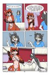 anthro areola barbell_piercing belly_tuft blue_clothing blue_shirt blue_topwear breasts brown_hair brown_markings brush canid canine casual_nudity caught_in_the_act cheek_tuft chest_tuft clothed clothing colored comic dialogue digital_media_(artwork) dipstick_ears dipstick_hair duo ear_markings english_text eyewear eyewear_only facial_tuft female fox foxboy83 fur genitals glasses glasses_only gloves_(marking) green_eyes grey_body grey_fur grey_hair hair hi_res innie_pussy inside jewelry kitchen long_hair mammal marble_(vixen_logic) marble_fox markings multicolored_ears navel nipple_piercing nipples nude paint paint_on_body paint_roller paintbrush pendant piercing pussy red_(vixen_logic) red_body red_fox red_fur red_hair shaded shirt small_breasts speech_bubble standing tail text tied_hair tootaloo topwear true_fox tuft url vixen_logic wearing_glasses white_body white_eyes white_fur yellow_eyes