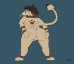 2017 anthro ass_up digital_media_(artwork) eyewear generation_2_pokemon glasses hair longlevy male mammal nintendo nude overweight overweight_anthro overweight_male pokemon pokemon_(species) presenting raised_tail richard_(xanaomin) simple_background smeargle solo standing tail tongue tongue_out toony