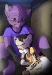 age_difference anthro anthro_on_anthro biped blush clothed clothing diaper dipstick_tail duo erection eyes_closed fellatio fingers fur genitals humanoid_genitalia humanoid_penis interspecies male male/male markings open_mouth oral penile penis penis_nursing purple_body purple_fur sex shirt shota sleep_sex sleeping tail tail_markings toddler topwear wearing_diaper young young_anthro young_male young_on_young khaimera caleb_(calebthefox) miliosnep canid canine felid fox mammal pantherine snow_leopard absurd_res hi_res