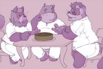 anthro blush bottomwear cake clothing dessert eyewear food glasses group male overweight overweight_male pants shirt shorts sitting topwear fatyogi franook mammal suid suina sus_(pig) wild_boar 2011 3:2