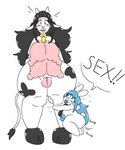 4_breasts anthro bell black_hair blue_hair blush breasts clitoris collar duo female female/female fur genitals hair hooves hug hugging_legs humping multi_breast pussy size_difference small_dom_big_sub teats udder_breasts udders white_body white_fur milkbuni milkbuni_(character) animal_humanoid bovid bovid_humanoid bovine bovine_humanoid cattle cattle_humanoid humanoid lagomorph leporid mammal mammal_humanoid rabbit 5:6 hi_res