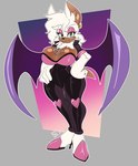 anthro big_breasts breasts cleavage clothed clothing female footwear green_eyes high_heels looking_at_viewer shoes solo wings solratic sega sonic_the_hedgehog_(series) rouge_the_bat bat mammal hi_res