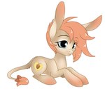 blue_eyes closed_smile cutie_mark eyelashes female feral fur glistening glistening_eyes hair mouth_closed red_hair side_view simple_background smile solo tail tail_tuft tan_body tan_fur tan_tail tuft white_background milk-jug hasbro my_little_pony asinus donkey equid equine mammal