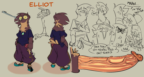 animal_genitalia anthro brown_body eyewear feathers feet genitals glasses male penis sheath simple_background solo tail tail_feathers talons text toes vein veiny_penis abiesnot420 avian bird owl hi_res multiple_images