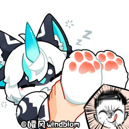 4_ears 4_toes 5_fingers ahoge anthro bangs black_body black_ears black_fur blue_body blue_fur blue_highlights blue_horn blue_inner_ear blush blush_lines bodily_fluids cheek_tuft chest_tuft circle_eyebrows close-up disembodied_hand drooling duo emanata eyebrows eyes_closed facial_tuft feet fingers foot_fetish foot_focus foot_grab foot_play forced fur fur_markings hair happy highlights_(coloring) horn inner_ear_fluff legs_up licking licking_lips male markings mitten_hands motion_lines multi_ear offscreen_character offscreen_human offscreen_male pink_nose questionable_consent raised_leg saliva simple_background sleeping smile sound_effects speech_bubble sweat sweatdrop text toes tongue tongue_out tuft vowelless vowelless_sound_effect white_background white_body white_fur white_hair white_inner_ear_fluff young young_anthro young_male zzz windbiom hefeng_character aquatic cetacean furred_cetacean human mammal 1:1 artist_name hi_res watermark