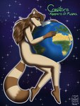3:4 absurd_res anthro ckom comic dressari earth gias giga hi_res hug macro mammal mana planet planet_dwarfing procyonid raccoon space star tail terra_macro
