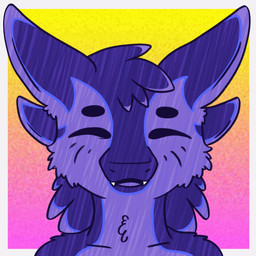 4_ears ambiguous_gender anthro border cheek_tuft cute_fangs eyes_closed facial_tuft fangs feathers front_view fur gradient_background happy looking_at_viewer multi_ear neck_tuft open_mouth open_smile pseudo_hair simple_background smile solo teeth tuft froja_blake omori_(game) k'len_(danjil_olivaw) avali 1:1 animated bust_portrait colorful_theme digital_media_(artwork) icon portrait restricted_palette male_(lore)