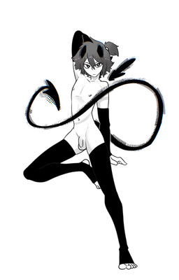arm_warmers armwear back_wings balls clothing flaccid footwear genitals half-closed_eyes horn humanoid_genitalia humanoid_penis male narrowed_eyes penis simple_background socks solo spade_tail tail toeless_footwear toeless_legwear toeless_socks toeless_stockings wings xing1 arlo_(xing1) demon demon_humanoid humanoid absurd_res black_and_white hi_res monochrome