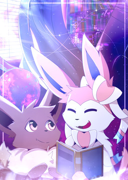 3_fingers ambiguous_gender blinds book bookshelf brown_body curtains curtains_open cute_fangs duo ears_up eyes_closed fangs feral fingers furniture glare globe inside light light_beam looking_at_another pink_body reading reading_book smile sunbeam sunlight teeth tongue white_body kinozel nintendo pokemon canid canine eevee eeveelution generation_1_pokemon generation_6_pokemon mammal pokemon_(species) sylveon hi_res
