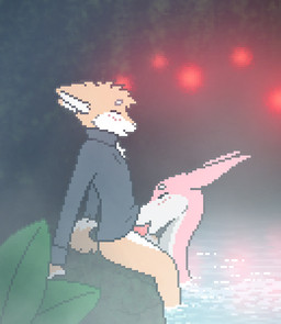 ambiguous_gender ambiguous_on_anthro animal_genitalia animal_penis anthro anthro_on_feral anthro_penetrating anthro_penetrating_feral bestiality biped blush bottomless clothed clothing curled_tail duo ears_back erection eyes_closed fellatio feral feral_penetrated fog fur genitals horn interspecies knot lights male male/ambiguous male_on_feral male_penetrating multicolored_body multicolored_fur oral penetration penile penis pivoted_ears plant pond sex shirt short_tail sitting smile tail tan_body tan_fur topwear two_tone_body two_tone_fur vines water fuzzledfur mythology canid canine dragon mammal mythological_creature mythological_scalie scalie 2016 digital_media_(artwork) pixel_(artwork)