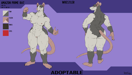 abs anthro big_butt black_whiskers blush blush_lines breasts buckteeth butt claws countershade_torso countershading female flexing front_view fur genitals grey_body grey_fur looking_at_viewer looking_back looking_back_at_viewer medium_breasts muscular muscular_anthro muscular_arms muscular_female muscular_thighs nipples notched_ear open_mouth open_smile pecs pecs_with_breasts pose quads rear_view smile smiling_at_viewer solo standing teeth text vulva whiskers white_body white_fur wide_hips mainlinemojo mammal murid murine rat rodent 2022 7:4 absurd_res dated digital_media_(artwork) english_text hi_res model_sheet signature