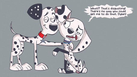 animal_genitalia animal_penis animal_vulva black_nose canine_genitalia canine_penis canine_vulva collar duo female feral genitals male male/female penis smile spots text toony vulva soggygoat 101_dalmatian_street 101_dalmatians disney dolly_(101_dalmatians) dylan_(101_dalmatians) canid canine canis dalmatian domestic_dog mammal 16:9 english_text hi_res widescreen