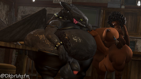 anthro balls belly big_breasts big_butt bracelet breasts butt clothing collar dominant duo footwear foreskin foreskin_play genitals gynomorph intersex jewelry male overweight penis size_difference socks submissive thick_thighs ok_bruh dreamworks how_to_train_your_dragon bruna_(okbruh) toothless lagomorph leporid mammal rabbit 16:9 3d_(artwork) digital_media_(artwork) hi_res source_filmmaker_(artwork) widescreen